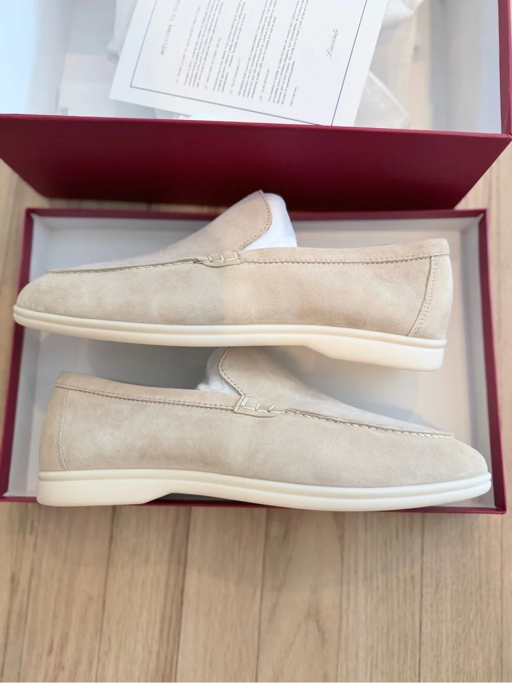 Men's Slip-On Suede Loafers in Ivory NWT